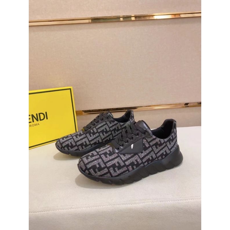 sepatu fendi pria hitam mirror quality sneaker cowok kets