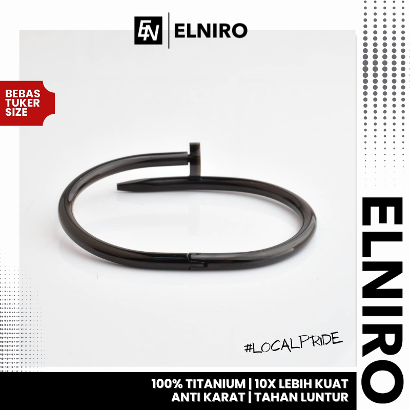 ELNIRO - Bracelet Cartier | Gelang Titanium Asli Pria | Black Polish