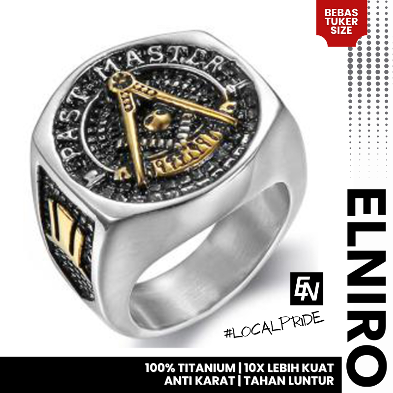 ELNIRO Premium Rings PAST MASTER Real Titanium Anti Karat Cincin Titanium Pria Wanita