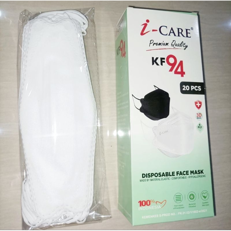 MASKER KF94 ICARE WARNA PUTIH ISI 10PCS ORIGINAL BEST QUALITY