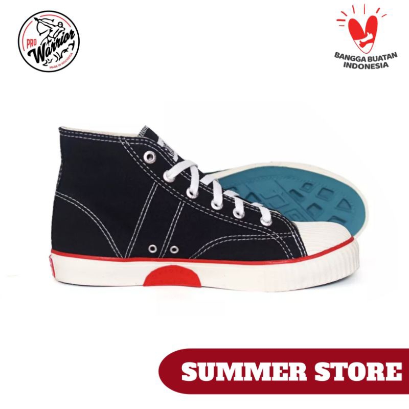 PROMO Sepatu Warrior Clasic High Cut Hitam Original 100% - Sepatu Sneakers Sekolah Pria Wanita Terba