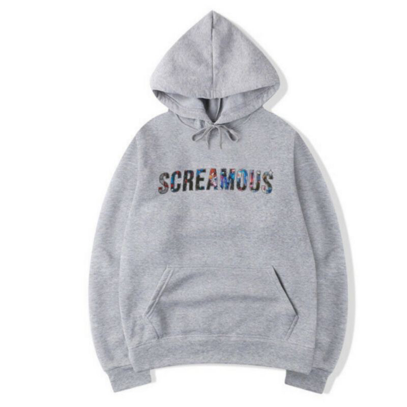 Jaket [ COD ] Switer Sweater Hoodie Grey Pria aesthetic Hoodie Screamous