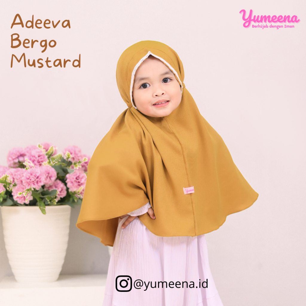 Jilbab Hijab Bergo Anak Perempuan Usia 0 sampai 5 tahun Adeeva by Yumeena warna Mustard