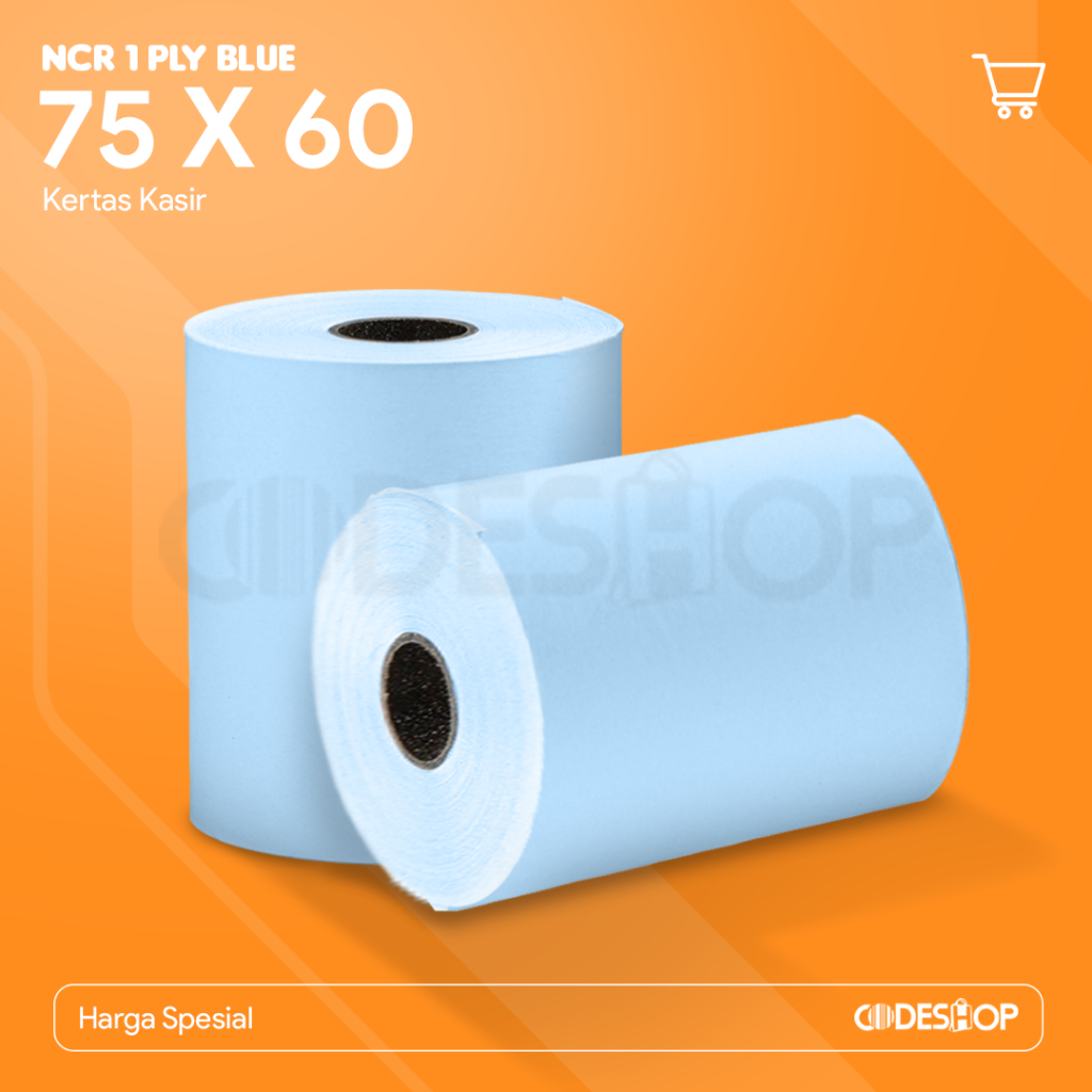 

NCR Kertas Kasir 1 Ply 75x60 mm 1Ply Struk Dot Matrix Warna Biru