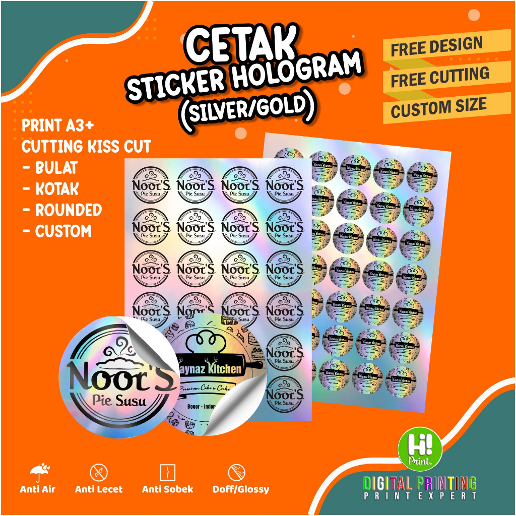 

Cetak Stiker Hologram Sticker Rainbow Silver Gold Custom