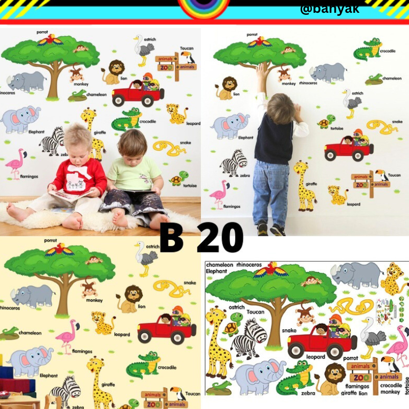 WALLSTICKER B 20 WALL WALLSTIKER STICKER STIKER TEMPELAN HIASAN DINDING BINATANG ANIMAL KAMAR RUANG TIDUR ANAK ANAK PREMPUAN COWOK CEWEK DEKORASI RUMAH POHON MOBIL MERAH TEMPELAN DEKOR DECOR TEMBOK KERAMIK KRAMIK JENDELA  PINTU KACA LEMARI @banyak