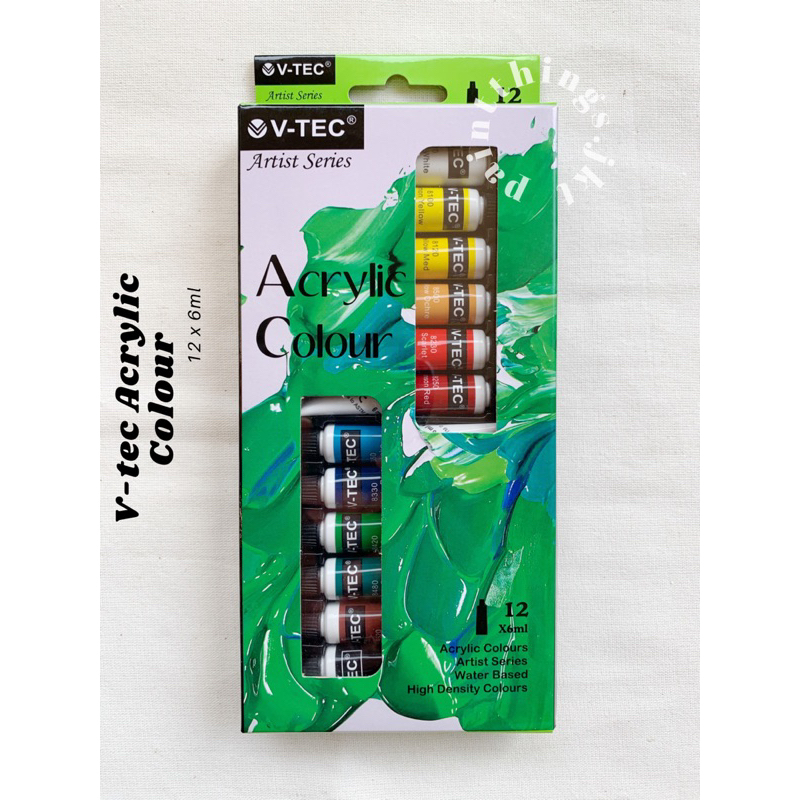 

V-tec Acrylic Colour Cat warna akrilik V-tec 12 warna 6 ml