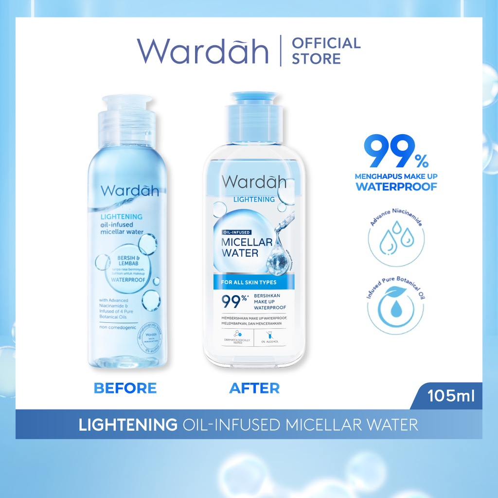 PUSAT - WARDAH LIGHTENING OIL-INFUSED MICELLAR WATER 55ML &amp; 105ML | READY STOCK