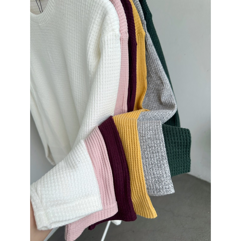READYBASIC - BAJU KAOS BUSUI FRIENDLY LENGAN PANJANG BAHAN RAJUT WAFFLE