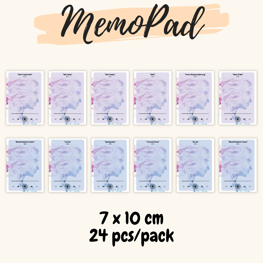 

30 Lembar Memopad/Notepad ~ [K-Pop] BTS Edition From Face Yourself Album