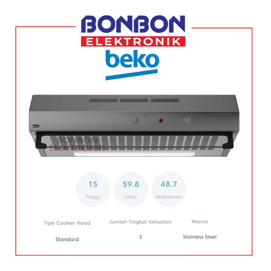 BEKO Slim Hood Stainless 60cm CFB 6432 XH-1 / Cooker Hood