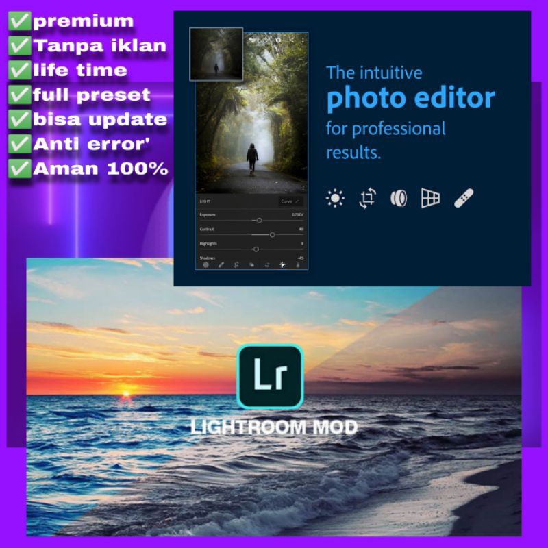 LIGHTROM PREMIUM UNTUK ANDROID TERMURAH BONUS PRESET