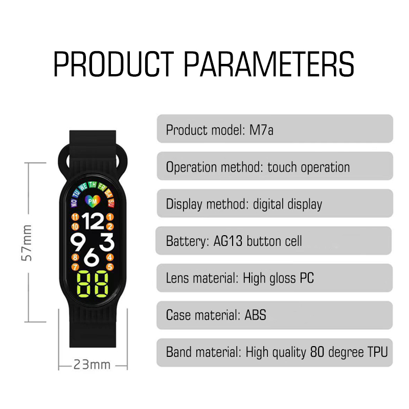 【COD】Viqoo Sports Jam Tangan LED Digital Pria Wanita Touch Screen Electronic Fashion Waterproof Watch - M7a