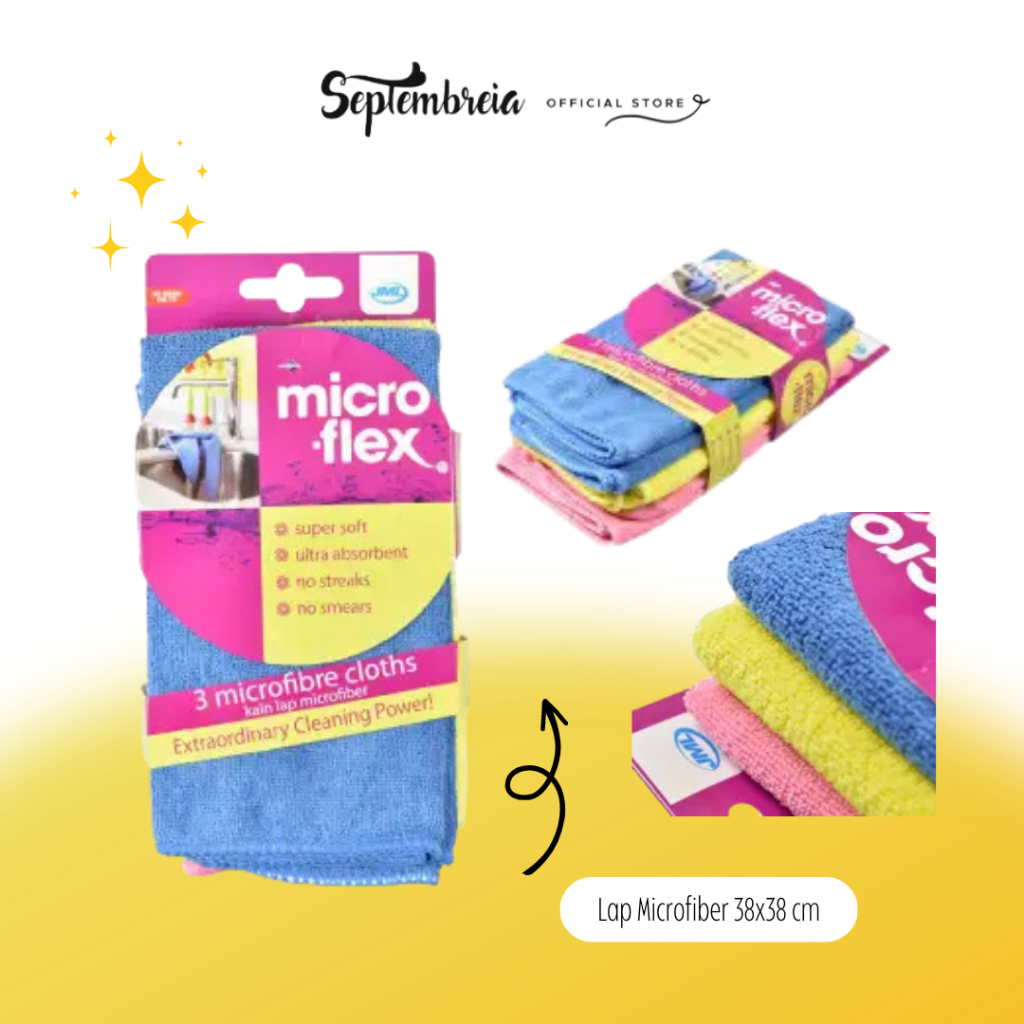 Lap Microfiber Besar Ukuran 38x38 cm Microflex Lap Dapur Lap Mobil Lap Serbaguna Microflex