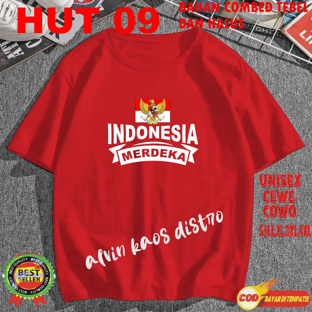 Beli 10 Gratis 1 Pc Hut RI 78 1945 Kemerdekaan RI 2023 Kaos Merah 17 Agustus Kaos pria &amp; Wanita ANK2 &amp; DWS pdk1