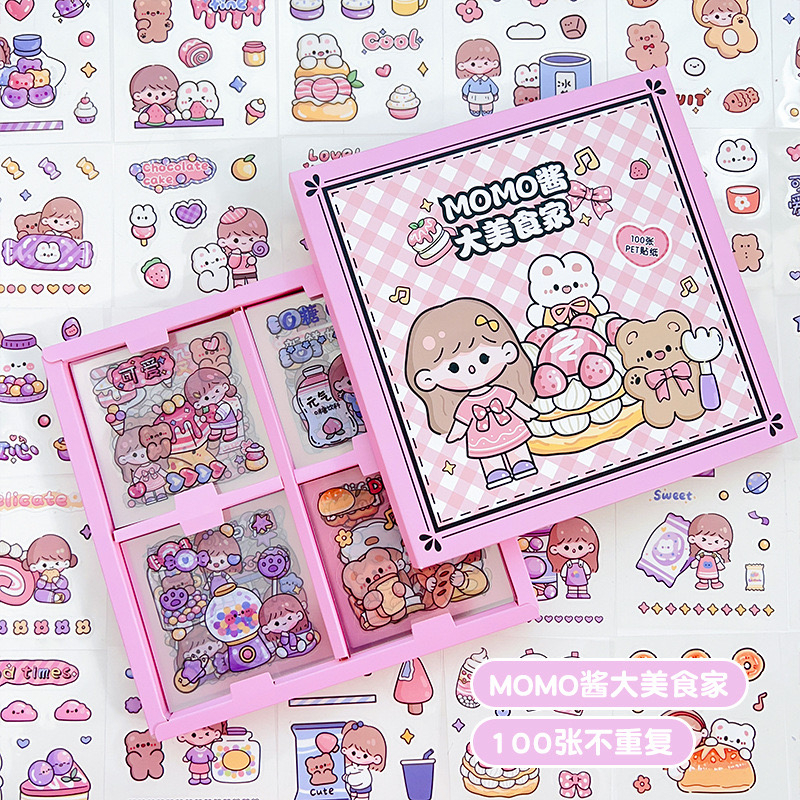 STICKER/STIKER 2D ISI 100Pcs/Lembar MOTIF KARTUN KOREA LUCU IMUT MOMO/ANNE BISA UNTUK TEMPEL DI BERBAGAI TEMPAT SEPERTI HP/BOTOL/TUMBLR/KOTAK/LEMARI DEKORASI HANDBOOK/SCRAPBOOK | ANTI AIR