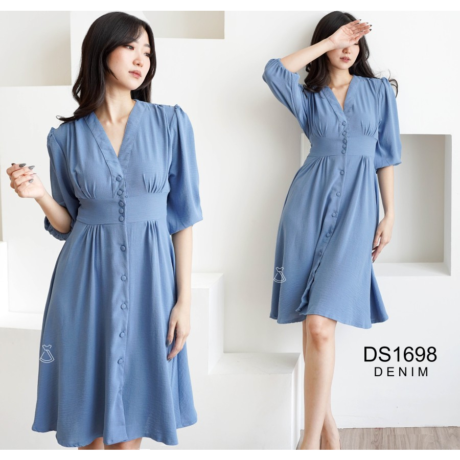 SEOLA - DS1698 - Dress Crinkle Midi Casual