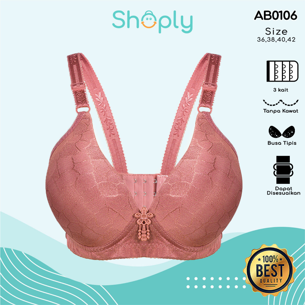 Bra Wanita BH Motif Tanpa Kawat 3 Kait