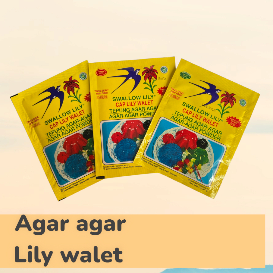 

Lily Walet Swallow Lily Bubuk Tepung Agar Agar 7gr Merah Hijau Plain