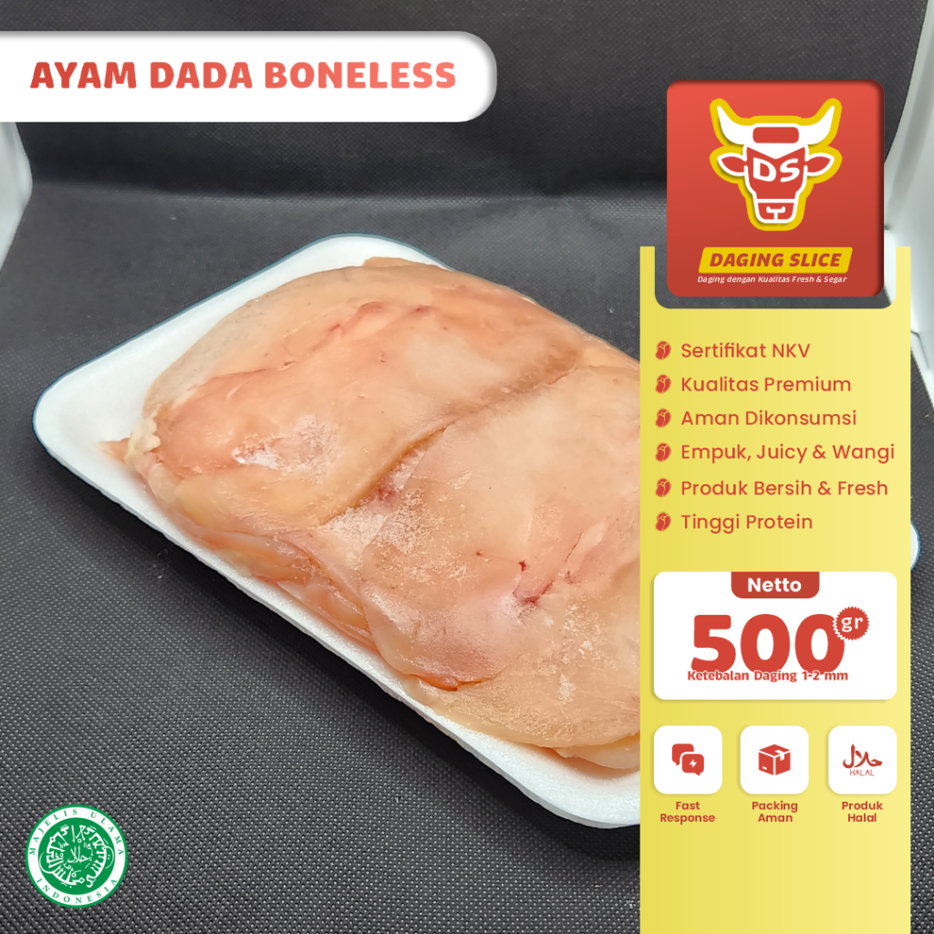 

Daging Ayam Potong Meat Slice Boneless Chicken Breast Empuk Untuk Grill Fresh Segar Kualitas Terbaik Mudah Disimpan Dan Dimasak Frozen Food