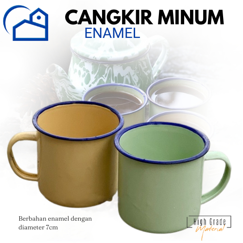 mug enamel polos/motif bunga mug jadul 7cm 5007/5307