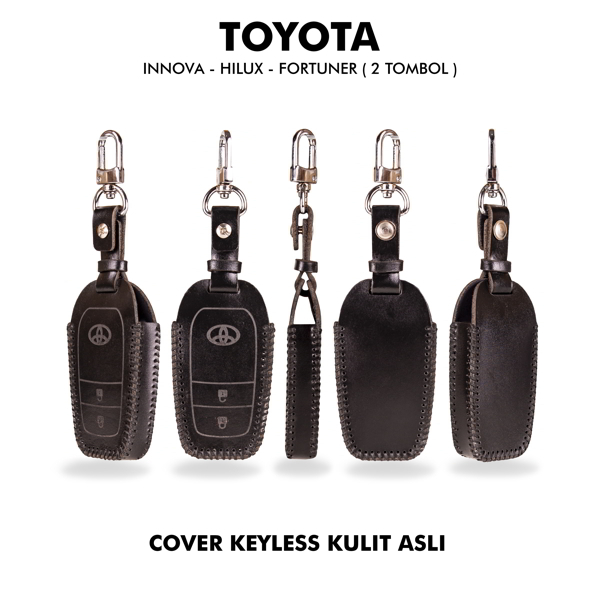 Jayuwan Cover Keyless Leather Untuk Type Mobil Toyota HILUX/INNOVA/FORTUNER 2 Tombol Free Ukir Logo Dan Nama