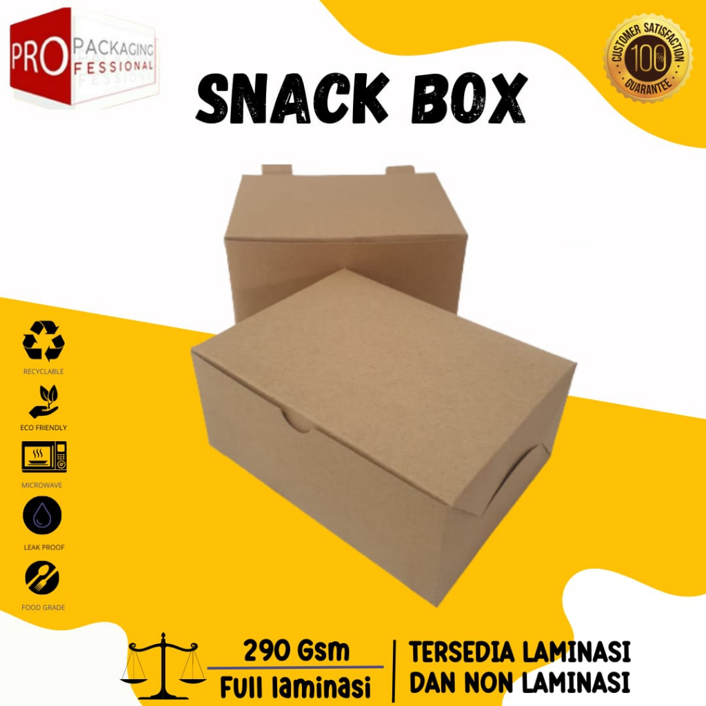 PAPER SNACK BOX / CAKE BOX / DUS SNACK / KOTAK KUE / KOTAK SNACK / DUS KUE / BROWN KRAFT