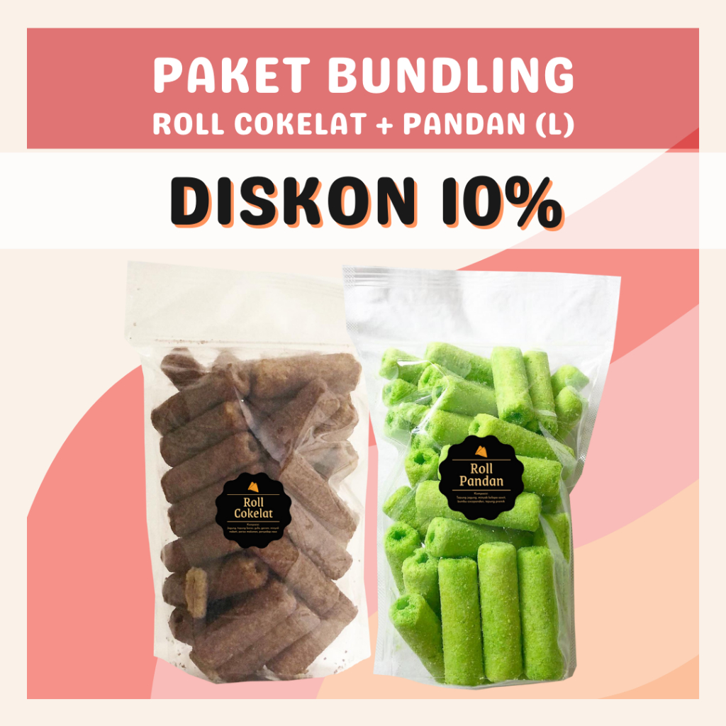 [DELISH SNACKS] Paket Bundling Roll Cokelat + Pandan (L) / Special Bundle Package / Snack Cemilan