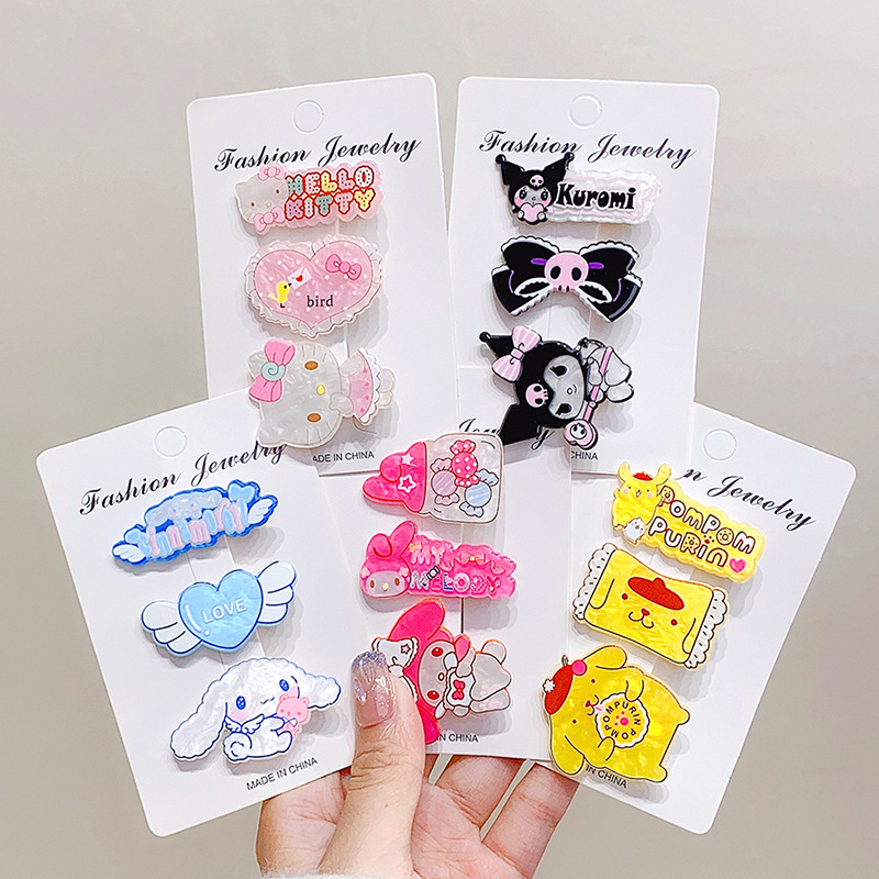 COD❤️3PCS /Set Jepit Rambut Sanrio Lucu Wanita Korea Klip Rambut Klip Poni Anak Aksesoris Paruh Bebek