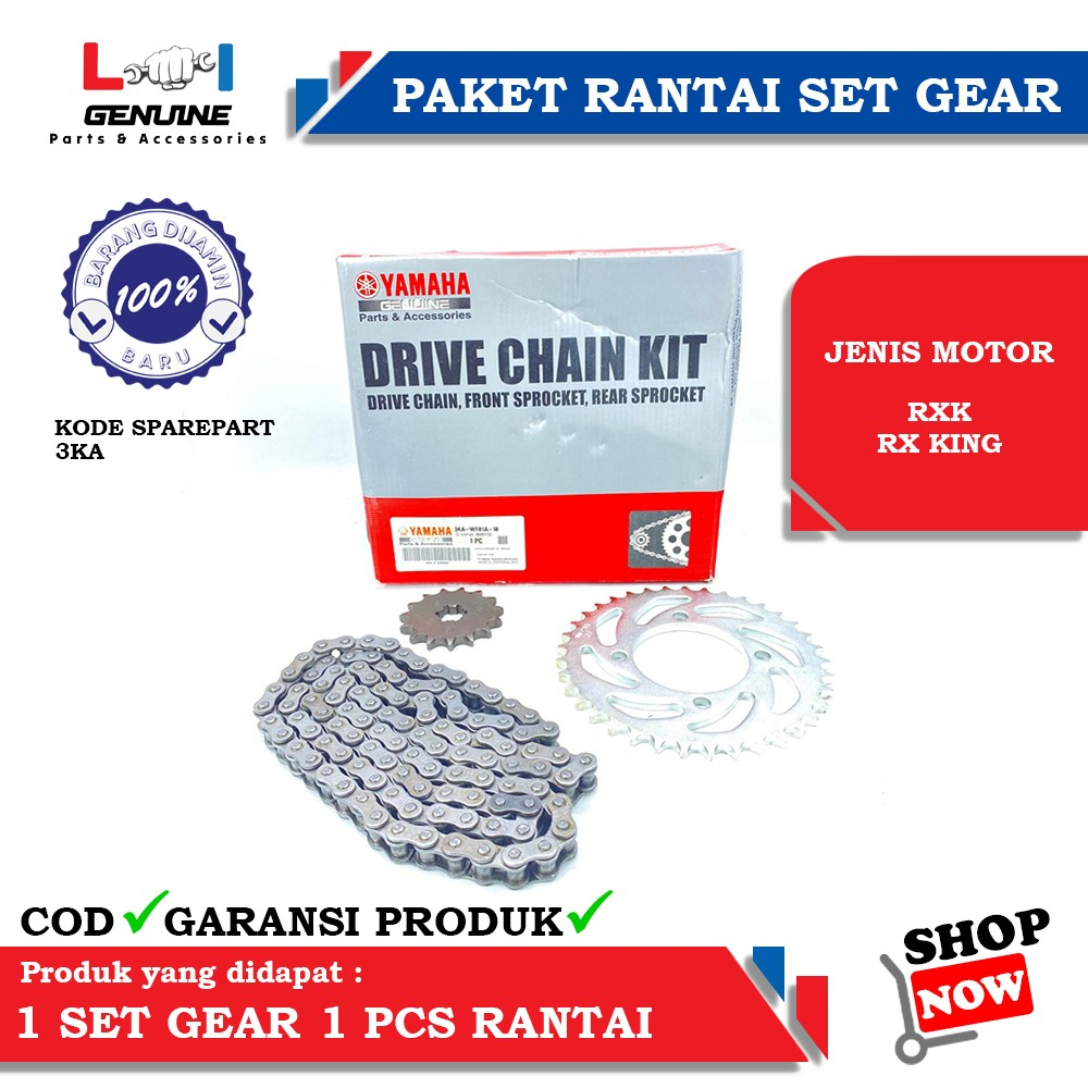 -LOI- GEAR SET RANTAI YAMAHA RX KING NEW, RX K, RX S 3KA