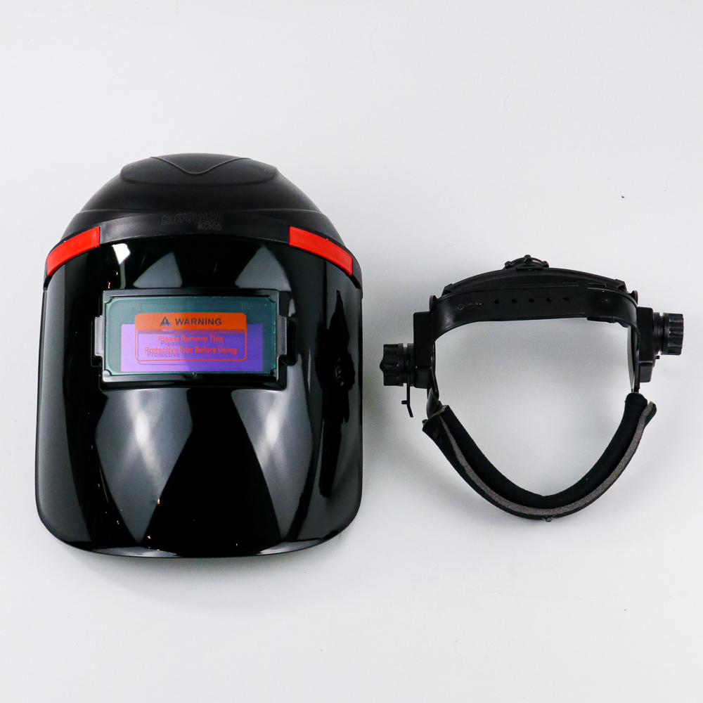 Helm Las Automatic Variable Light Welding Mask Cap Shield - Black/Red