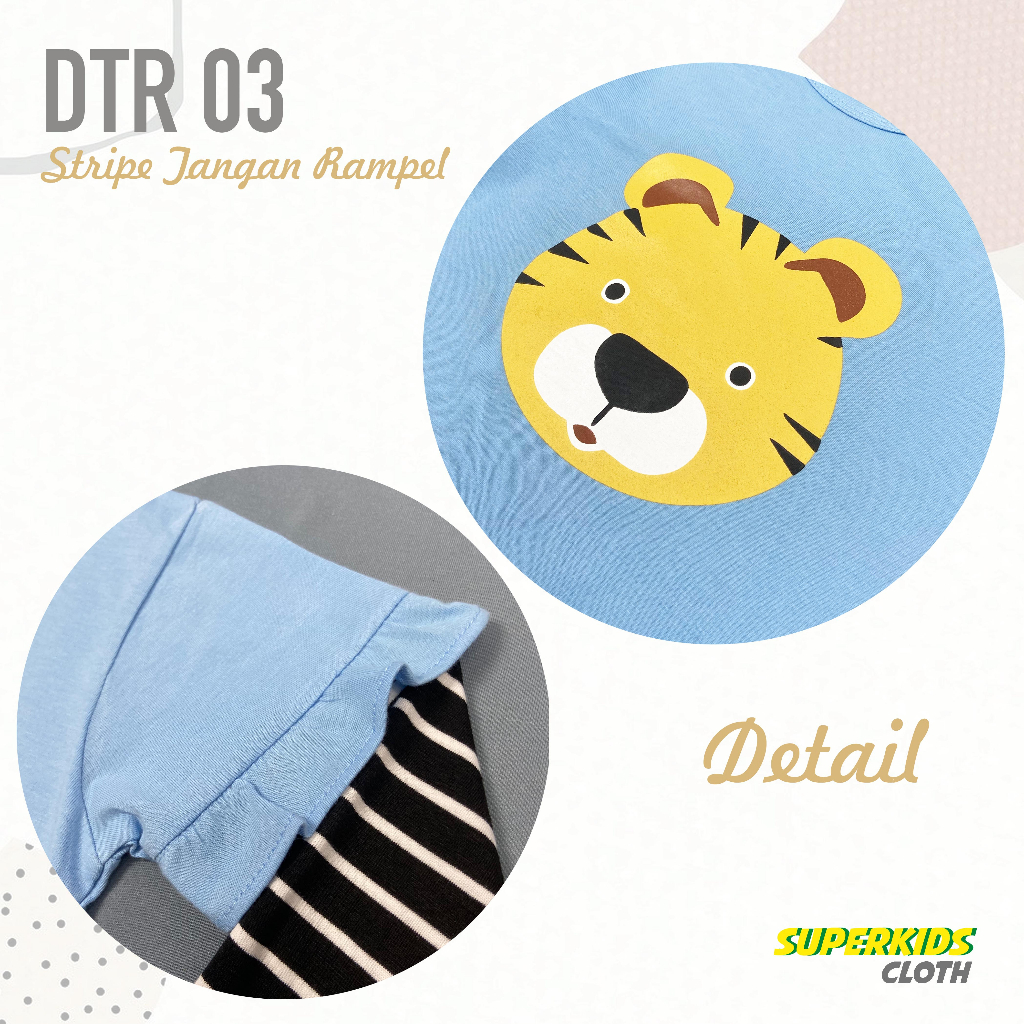 BAJU ANAK PEREMPUAN / KAOS ANAK PEREMPUAN / KAOS ANAK CEWEK STRIPE LENGAN PANJANG MOTIF HARIMAU ECER GROSIR BRAND SUPERKSIDCLOTH 1 - 11 TAHUN