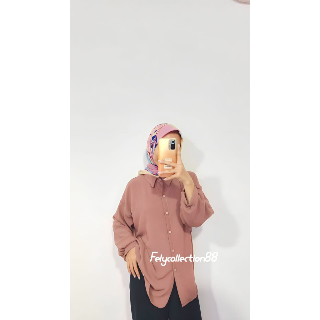 Ha-ri Shirt Kemeja Wanita Oversize Basic//Atasan Kemeja Kekinian SR.005