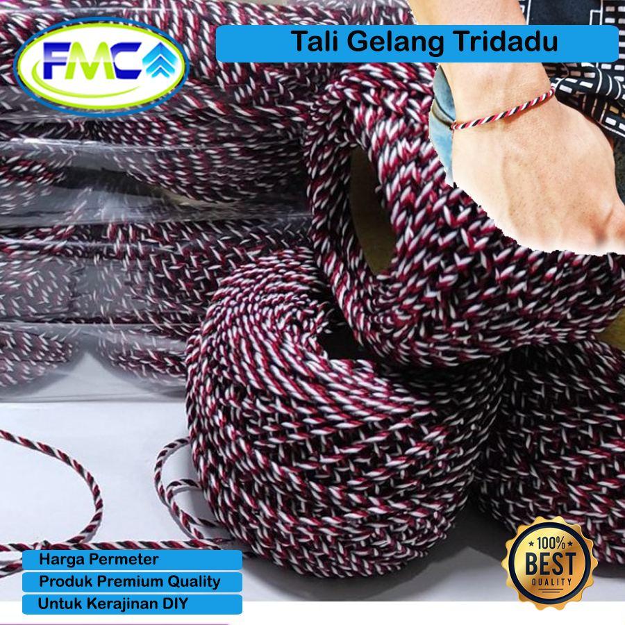 Bahan Tali Gelang Tridatu 1mm 1.5mm 2mm Benang Polyester Kerajinan DIY Gelang Cowok Cewek Asli Import