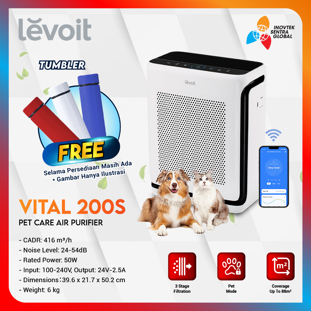 Levoit Vital 200S Air Purifier Pet Care True HEPA Filter Garansi Resmi