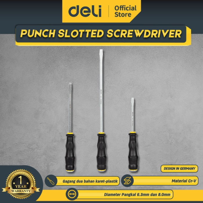 Deli Obeng Ketok Ujung Minus / Punch Slotted Screwdriver EDL6270XX