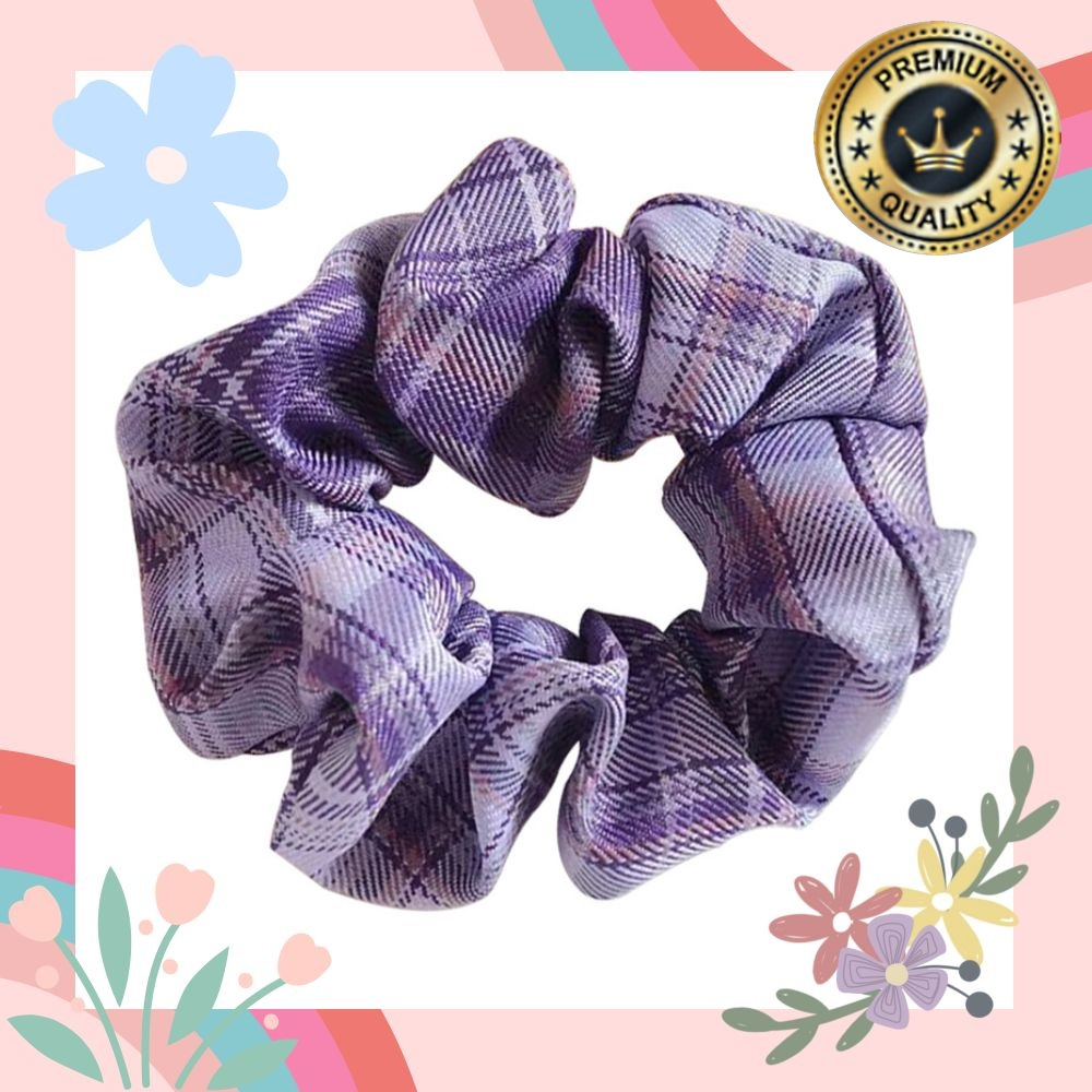 Ikat Rambut Scrunchie Hairband Model Korea Style Motif Garis