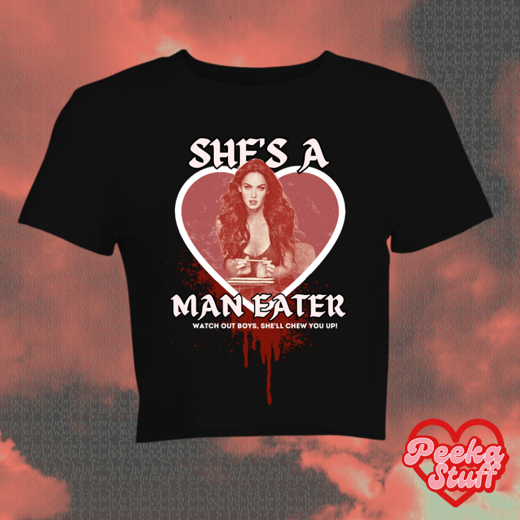 BISA COD - READY STOCK -- MAN EATER BABY TEE - Y2K BABY TEE - CROP TOP - MEGAN FOX - JENNIFERS BODY 