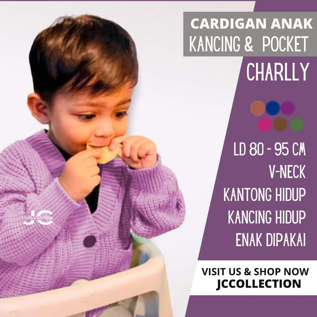 Cardigan Rajut Anak Laki Umur 2 Tahun - 9 Tahun / Kardigan  Leher V Challebb Kardigan Variasi Kantong dan Kancing - JCCollections