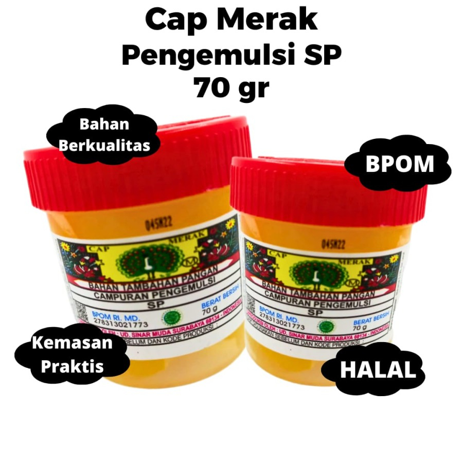 

PENGEMULSI KUE MERAK SP 70 GR / EMULSIFIER / PENGEMBANG KUE