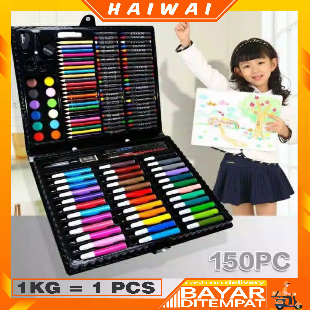 

HaiWai COD Krayon Set Koper Alat Lukis Lengkap Crayon Full Set Kualitas Impor STY10