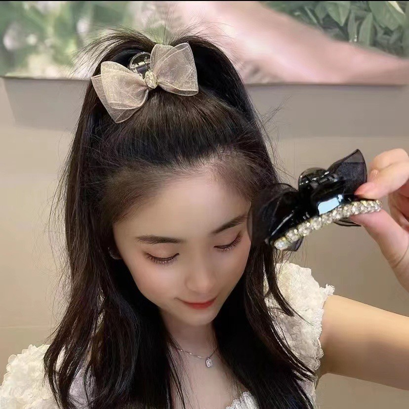 2Pcs Jepit Rambut Wanita Pita Permata Model korea Mewah Elegan