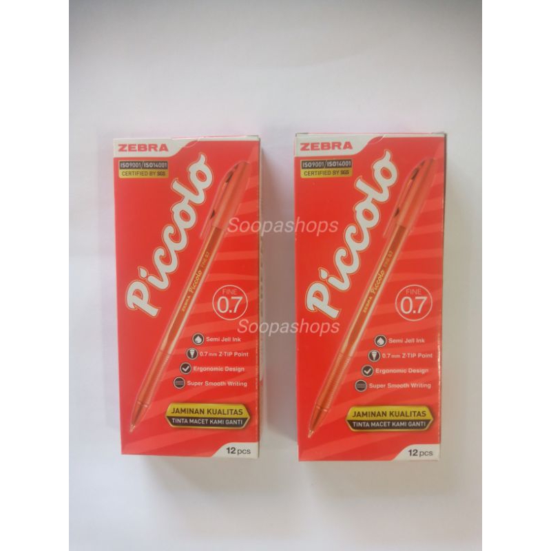 

Bolpoin Zebra Piccolo 0,7 mm Tinta Warna Merah Harga 1 Pak