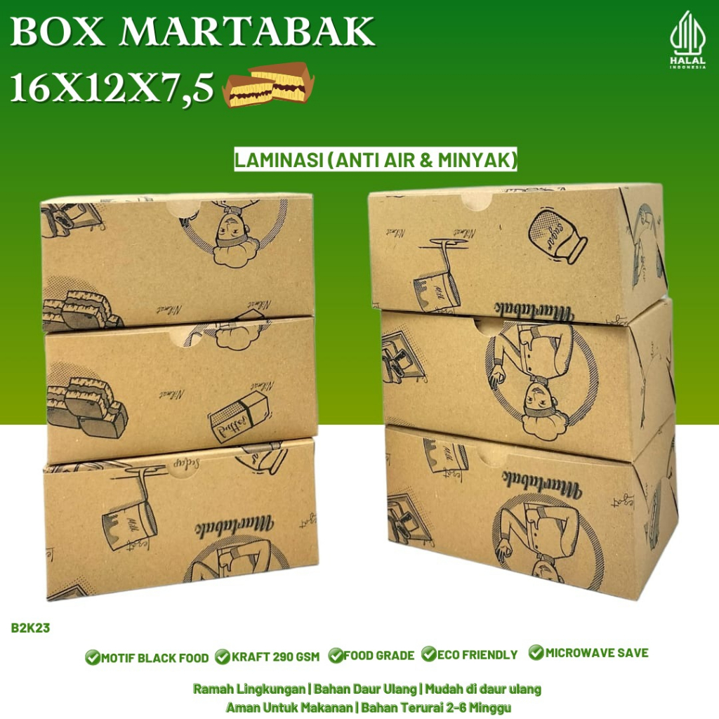 Dus Martabak 12x16 Bahan 290 Gsm Martabak (B2K23-Laminasi)