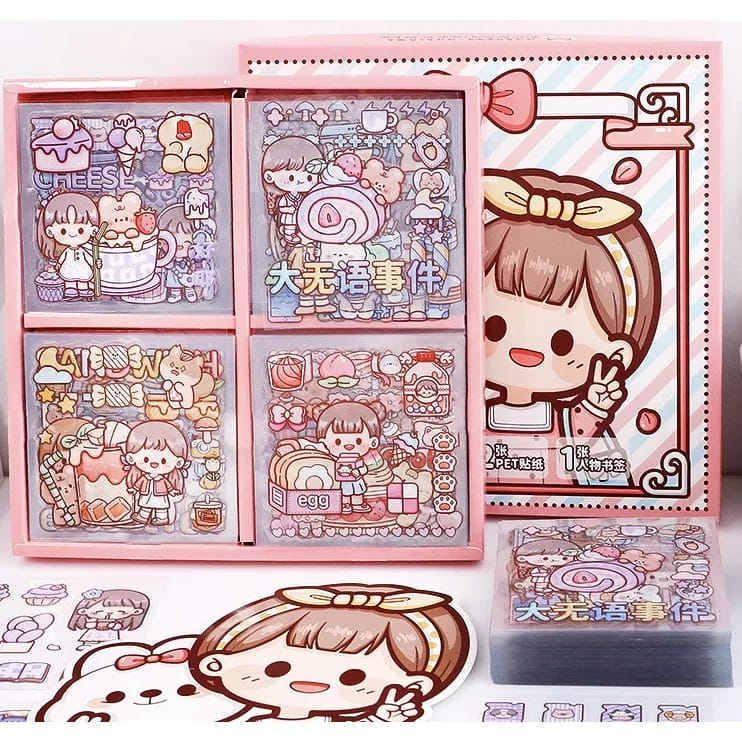 Sticker Dodo Girl PVC Grosir Isi 72 Lembar Cute Imut Aesthetic | Sticker Lucu  Viral PET Isi 72