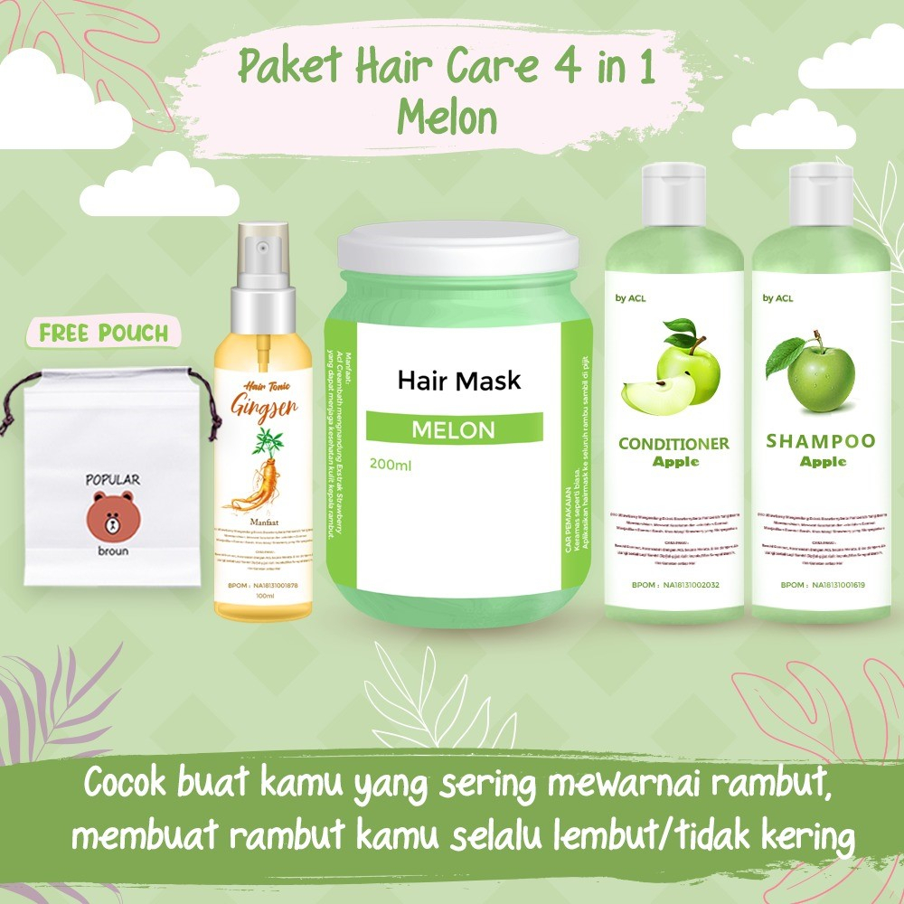 [BPOM] PAKET HAIR CARE 4IN1 / PAKET HEMAT HAIR CARE / HAMPERS HAIR MASK FREE POUCH / HAMPERS HAIR CARE ISI 4 PCS