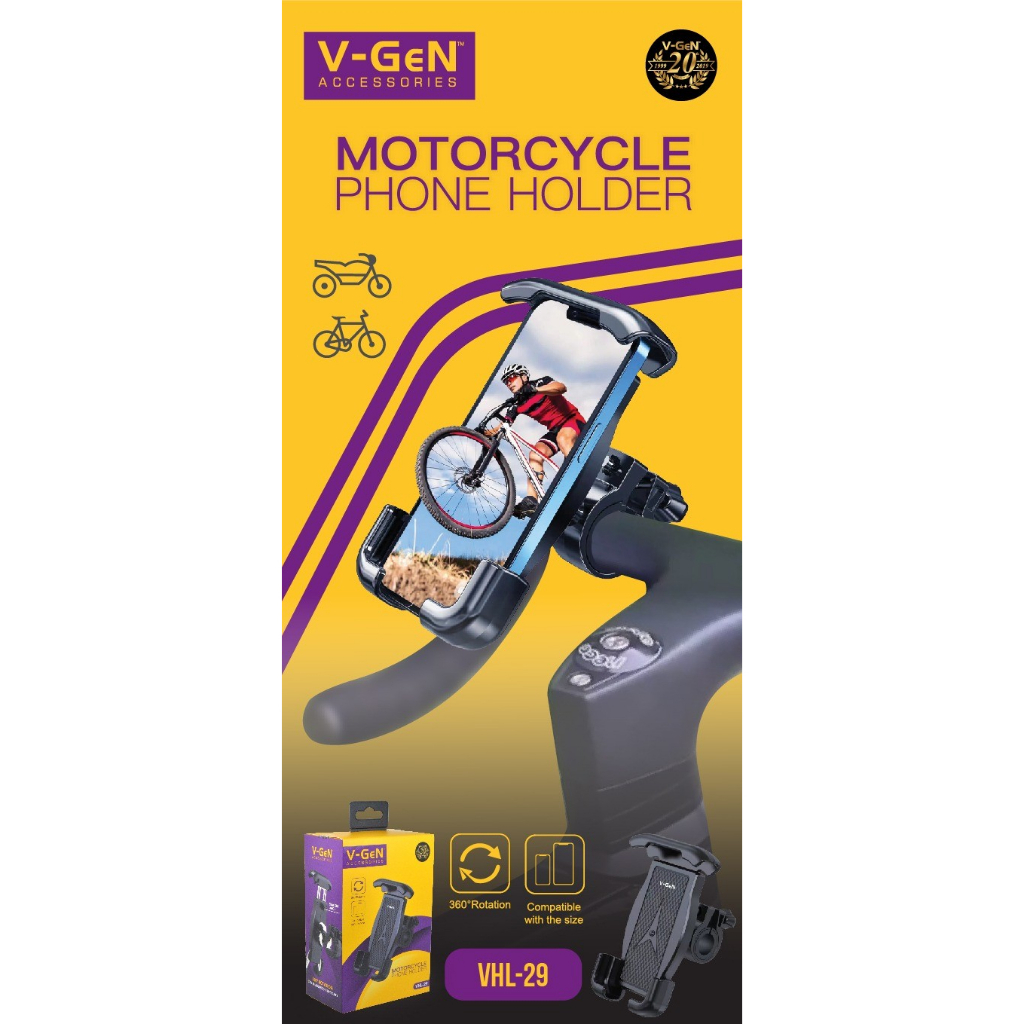 Motorcycle Phone Holder HP Sepeda Motor V-GeN VHL-29 Rotasi 360