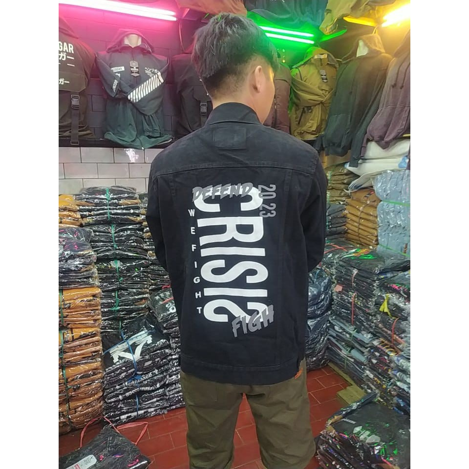 Jaket Jeans Pria Motif Hitam