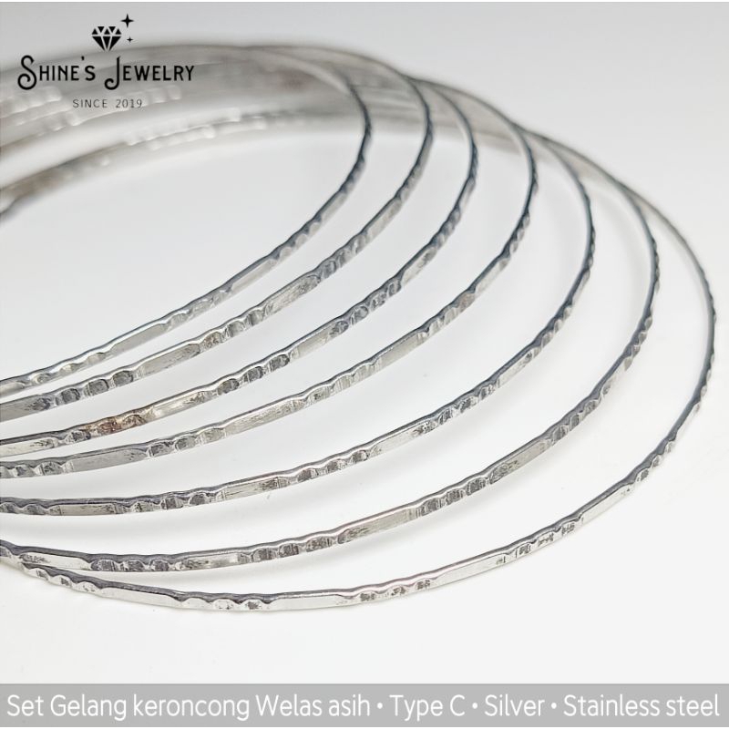 Set gelang keroncong welas asih Type-C stainless steel