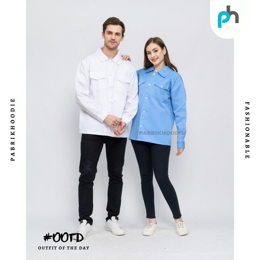 PABRIKHOODIE- JAKET KEMEJA COUPLE KEMEJA JAKET POLOS COUPLE {PRIA &amp; WANITA} M-XXL